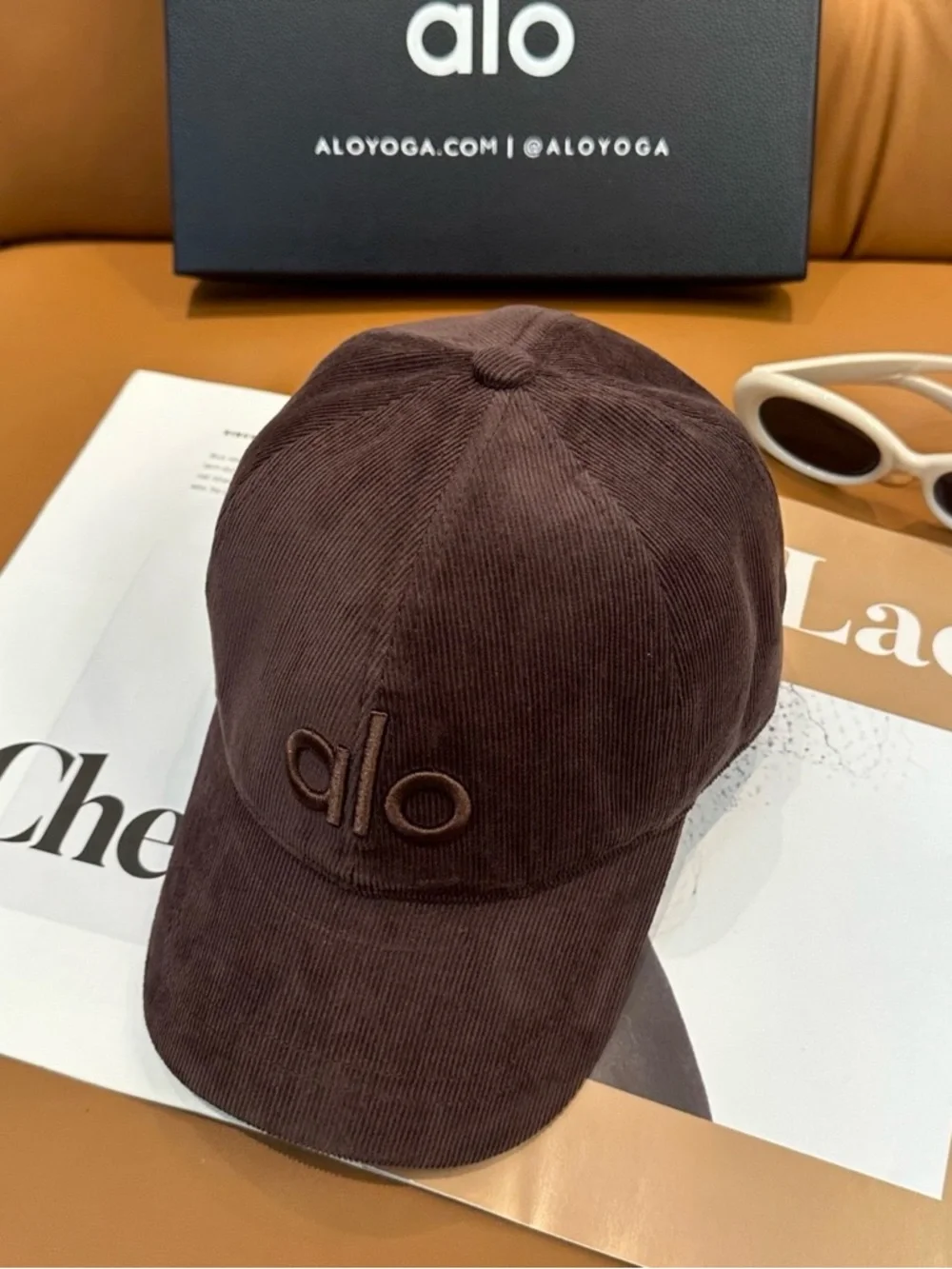 ALO Yoga Corduroy Baseball Cap in Mauve Brown - Picture 2 of 4